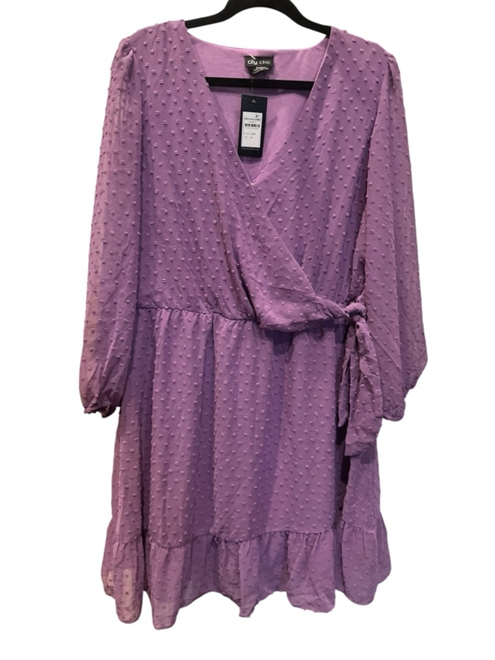 City Chic lilac  Ruffled Wrap Dress size XS/14